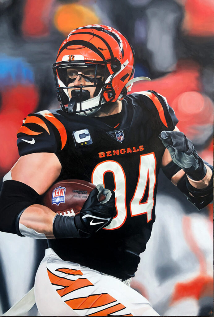 The Fumble in the Jungle - Sam Hubbard for the Bengals, oil painting