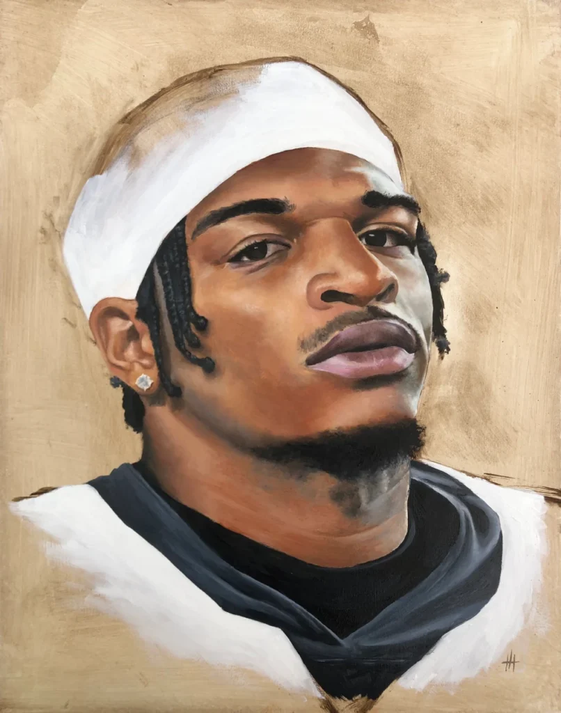 oil painted portrait of Ja'marr Chase
